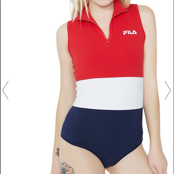 red white and blue bodysuit